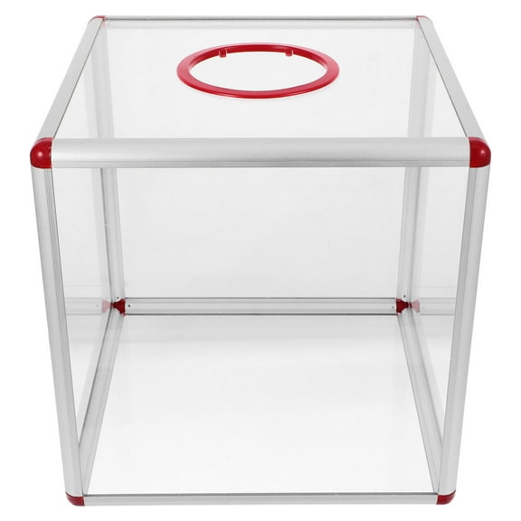 FRCOLOR Raffle Ball Game Box Aluminum Acrylic Donation Ballot Box Clear Ticket Raffles Drawing Voting Comment Box For Company Party