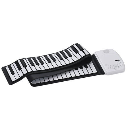 Portable 88 Keys Roll Up Piano Flexible Soft Silicone Electronic Piano Keyboard Built-in Loud Speaker Recharge Battery Standard Piano Tone for Children