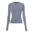 thumbnail image 5 of Kaprioy Long Sleeve Shirts For Women Going Out Tops Y2k Clothes Trendy T-shirts Fall Fashion Clothing Grey, XS, 5 of 5