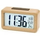 thumbnail image 1 of Reloj despertador digital de madera, reloj digital LCD sin tictac con alarma, fecha, temperatura y función de siesta, reloj digital alimentado por batería [requiere 3 baterías AAA], 1 of 4
