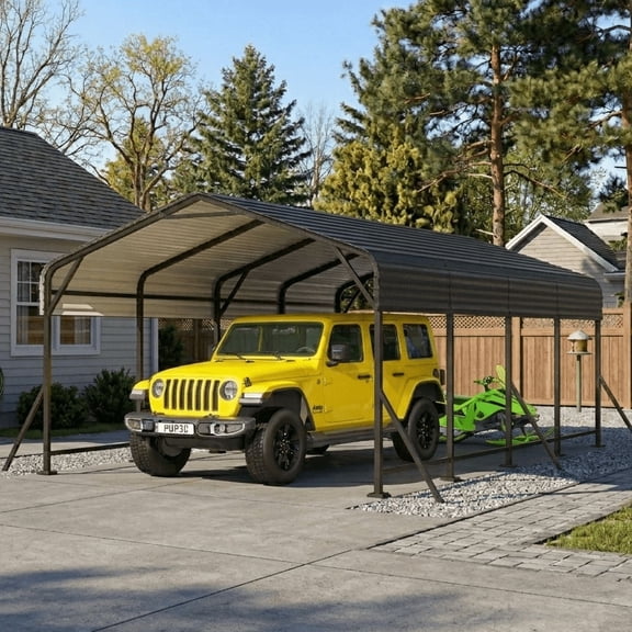 MELLCOM Metal Carport 12'x20' Heavy Duty,Outdoor Carport Garage with Galvanized Steel Roof & Base for Car, Truck and Boat