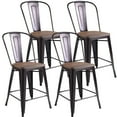 thumbnail image 1 of Goplus Copper Set of 4 Metal Wood Counter Stool Dining Kitchen Bar Chairs Rustic, 1 of 7