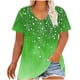 thumbnail image 1 of Camisetas Casuales de las Mujeres Más Tamaño V-Cuello Impresión Manga Corta Color Sólido Base de Verano Superior, Ligero para Diario, 1 of 9