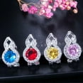 thumbnail image 6 of EOEMY 3Pcs Purple Zircon Stone Women Dancing Party Jewelry Round Necklace Earring Sets, 6 of 9