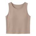 thumbnail image 5 of Crop Tops for Women Tank Summer Casual Sleeveless Loose Fit Basic Shirts Fashion 2026 by Yigetop Khaki L, 5 of 7