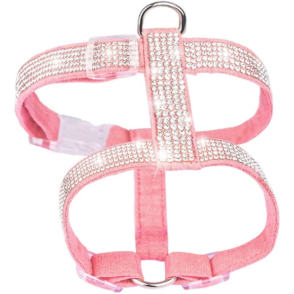 Pet Harness, Bling Rhinestone Dog Harness Adjustable Cat Vest Harness Walking Harness for Puppy Small Dog Cats (S, Pink)