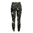 thumbnail image 6 of Renewold Moon Star Yellow Black Yoga Pants with Pockets for Women Full Length Lounge Leggings High Waist Tummy Control Running Pants Activewear Stylish Womens Leggings, L, 6 of 8