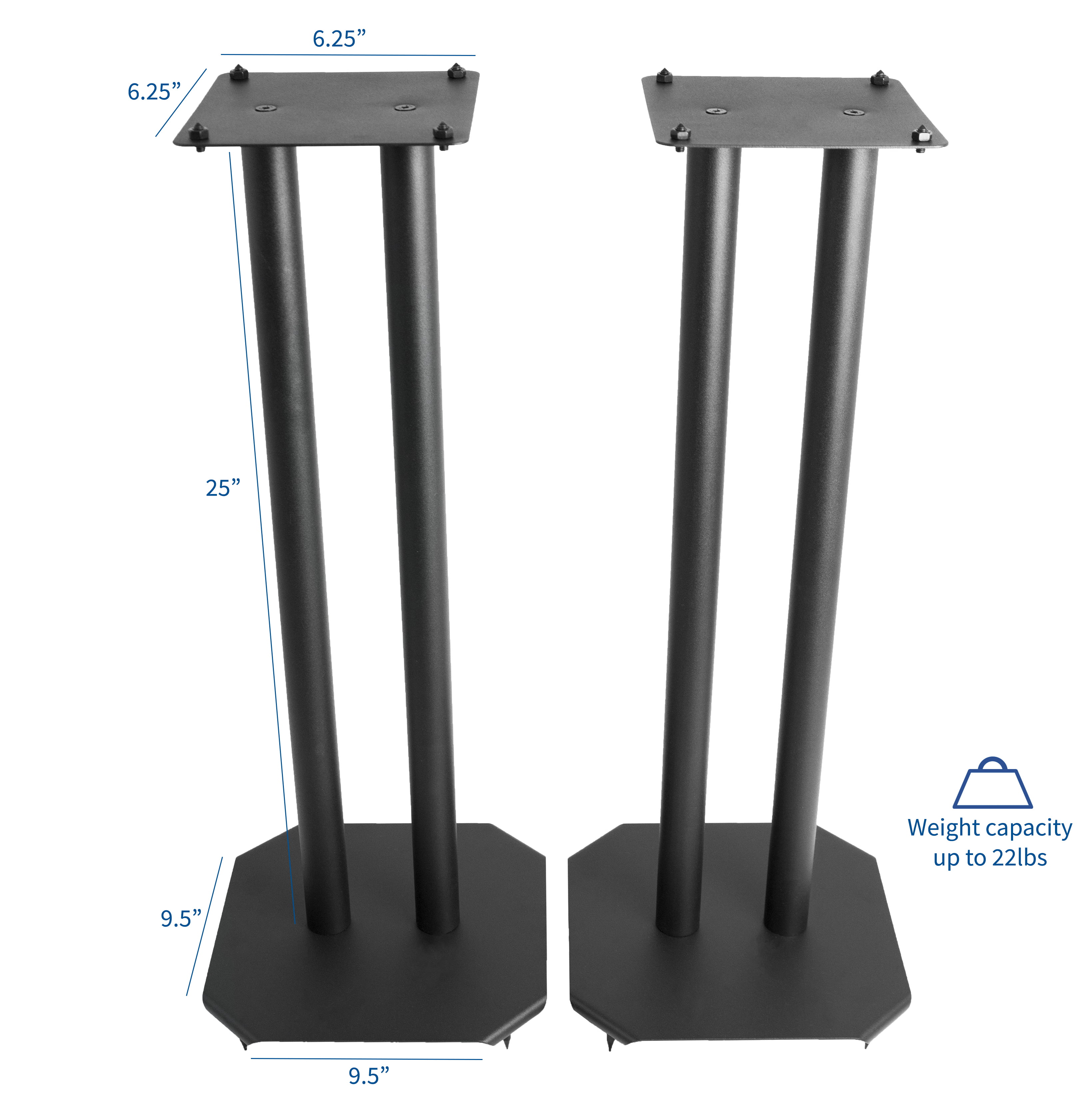 vidaXL Aluminum Speaker Stands 2 pcs ，Bookshelf and Floor Speaker Stands for Surround Sound Home Theaters Transparent Safety Glass，Black 