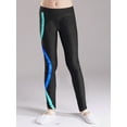 thumbnail image 4 of YIZYIF Kids Girls High Waist Skating Leggings Colorful Stripes Print Tights Casual Sports Pants Black&Blue 12, 4 of 7