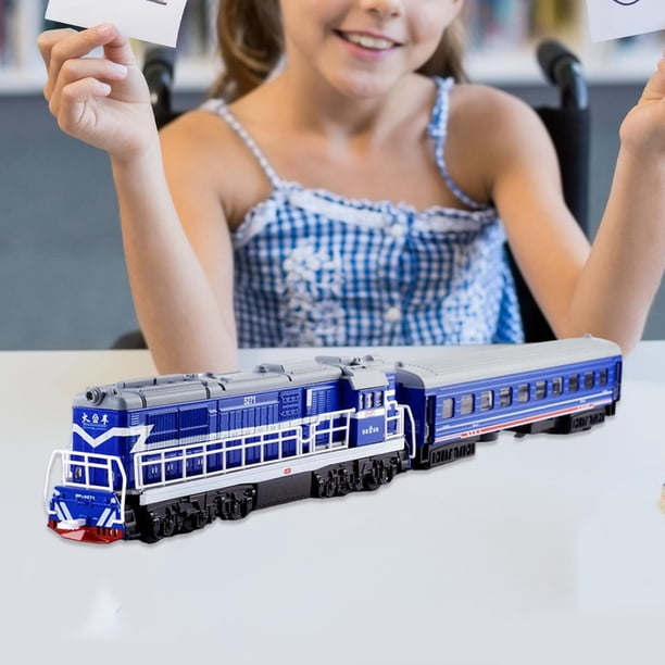 Juguete de simulación 1:87 modelo de tren con sonido coleccionables pieza de exhibición tren de juguete modelo de tren ferroviario para niños adultos Azul