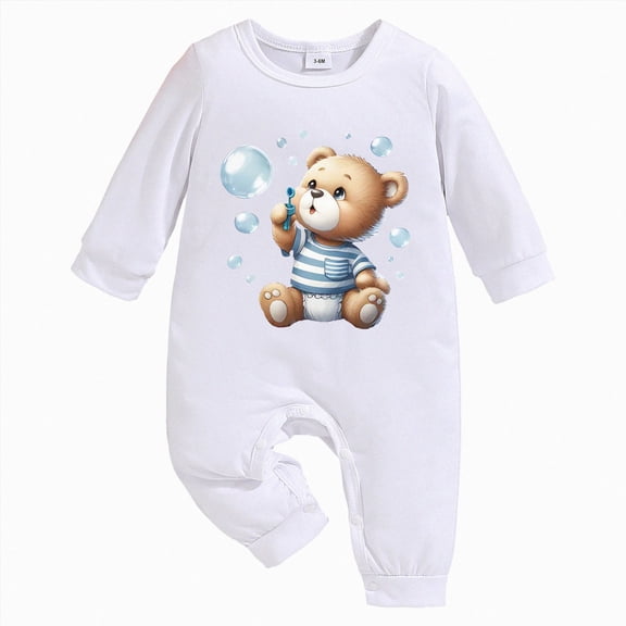 sdbrld Newborn Pajamas Bodysuit Baby Boy Clothes Long Sleeve Romper Jumpsuit Fall Winter Sleepers Beige Sizes 6-9 Months