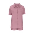 thumbnail image 5 of vigerkar Linen Short Sets for Women Short Sleeve Top Shorts 2 Piece Summer Beach Vacation Outfits Lounge Tracksuits (Pink, XXL), 5 of 5