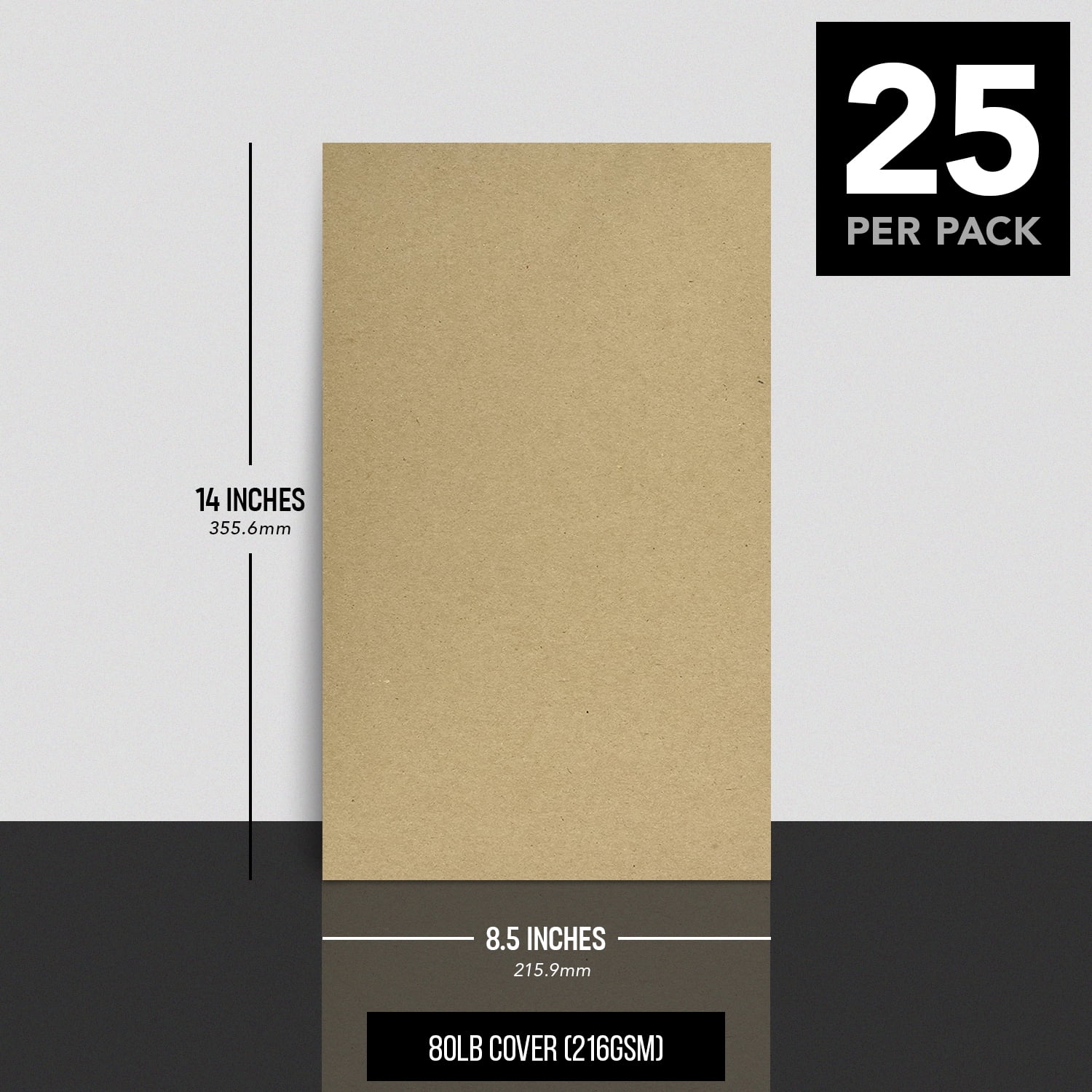 Brown Kraft Cardstock Paper, Heavyweight 8.5 x 14" Card Stock for Business, Greeting Cards, Invitations, Gift Tags, Art and Crafts, Scrapbooking | Thick and Durable 80lb Cover (216gsm) | 25 per Pack