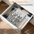thumbnail image 4 of Larger Cutlery Drawer Organiser,Expandable Drawer Organizer with 9 Compartments, 3-sided Cutlery Organiser, Adjustable Cutlery Tray,utensil drawer organiser for Spoons,Forks and Knives (grey), 4 of 8