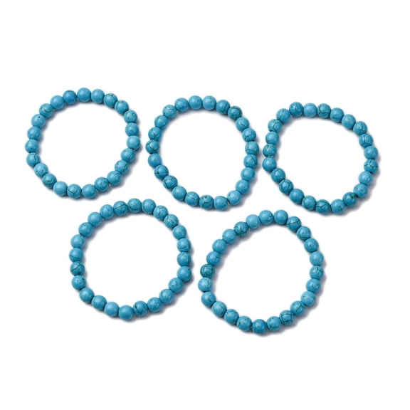 10 pc Turquoise Beaded Stretch Bracelets Inner Diameter: 2 inch(5.2cm) Beads: 7.5~8mm