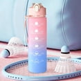 thumbnail image 6 of Large Capacity Gradient Water Bottle, Bounce Top Lockable Lid, Leakproof Lightweight Plastic, Durable Drink Vessel for Fitness Travel Outdoor Commute Daily Hydration, E, 6 of 6