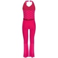thumbnail image 2 of Ocealan Big Girl's Gymnastic Leotard Full Body Bell-Bottom Halter Jumpsuit Ballet Jazz Latin Dance Unitards Hot Pink 10, 2 of 3