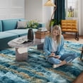 thumbnail image 3 of ZENELESS Fluffy Rug for Bedroom,8x10ft Blue and Yellow Anti-Skid Shaggy Carpet Perfect for Living Room, Bedroom, 3 of 5