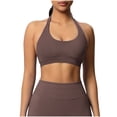 thumbnail image 2 of Neewe Women's Seamless Sports Bra Knitted Yoga Suit Gathering Breathable Workout Gym Tank Top for Women-Coffee XL, 2 of 9