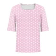 thumbnail image 5 of Olyvenn Womens Summer Tops Trendy 3/4 Sleeve Shirts Casual Crew Neck Ruffle Sleeve T Shirts Boho Beach Vacation Blouses Pink M, 5 of 6