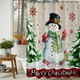 thumbnail image 2 of Christmas Snowman Shower Curtain, 66" x 72", Winter Xmas Pine Tree Snow Linen Red Plais Waterproof Bathroom Curtain Washable Shower Curtain Set with 12 Hooks, 2 of 6