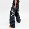 thumbnail image 6 of Mrmall Men's Dark Wash Baggy Jeans with Star Patch on Back Pocket Loose Floor‑Length Denim Pants Hip‑Hop Streetwear Trousers, 6 of 6