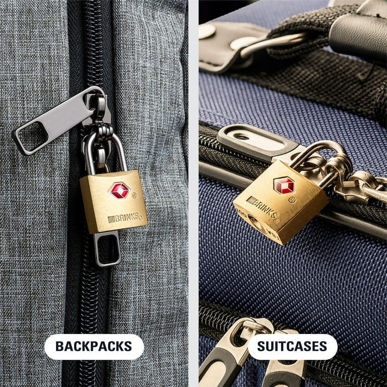 Brinks Solid Brass TSA Travel Padlock 22mm Keyed Alike with 1/2