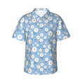 thumbnail image 4 of Wukai Daisies Flowers Men's Hawaiian Shirt Short Sleeve Casual Button Down Summer Beach Aloha Shirt Tropical Print Holiday Party, 4 of 8