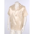 thumbnail image 2 of Raenseen Mens Silk Pajama Top Satin Home Sleepwear Short Sleeve Button Down Shirt Sleep Blouse Light Apricot L, 2 of 9