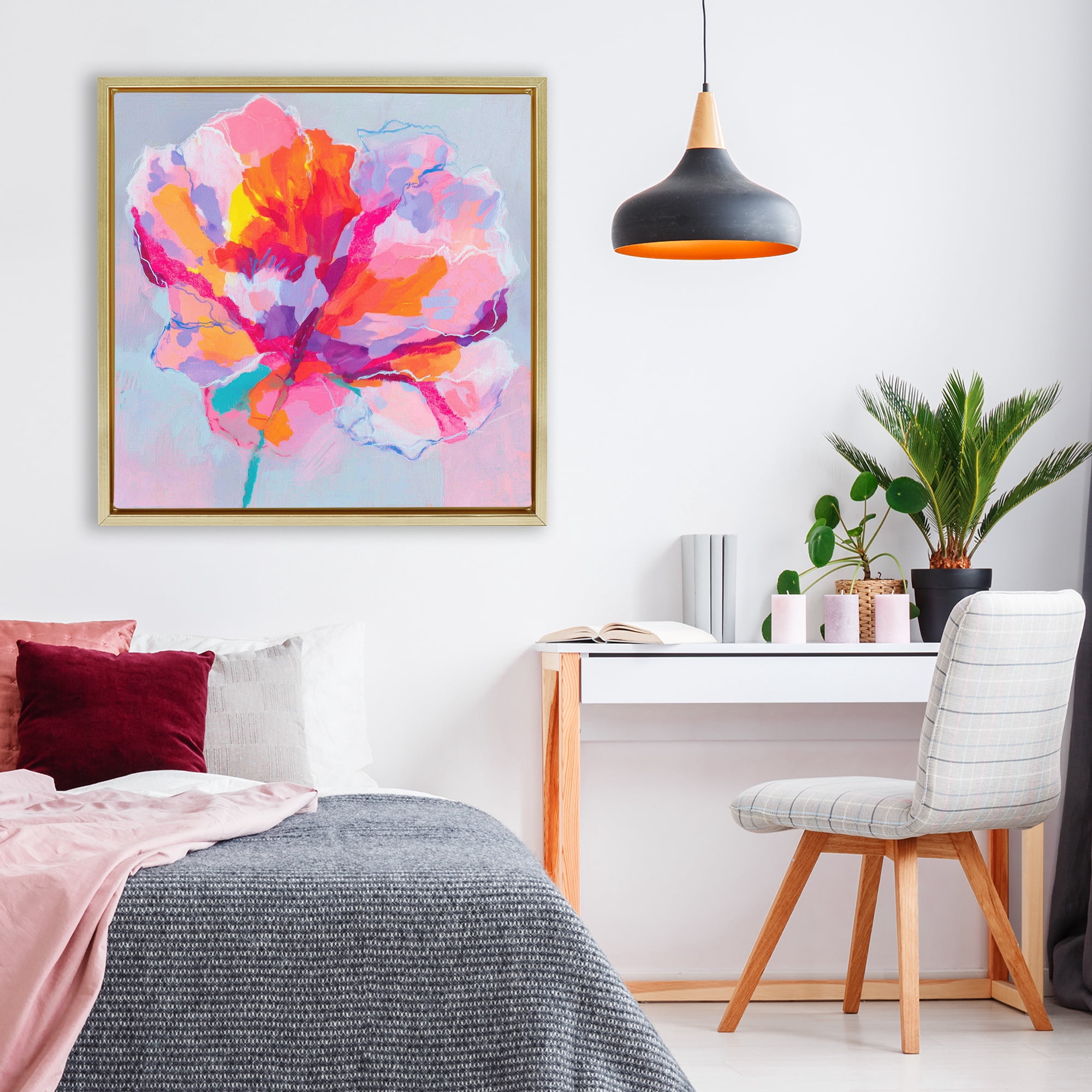 Stupell Industries The Open Petal Expression Gold Framed Floater Canvas Wall Art, design by Chromatic Storm Studio