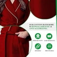thumbnail image 4 of Canadian Linen Women Shawl Collar Terry Waffle Bathrobe Soft Absorbent Cotton Bathrobes for Shower bath Women Salon Lounge Robes, Medium, Burgundy Red, 4 of 6