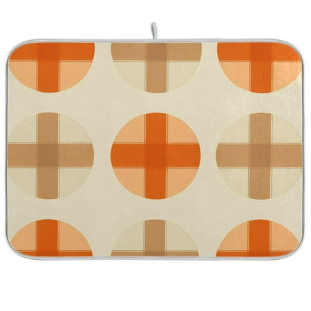 

Yayeee Dish Drying Mat for Kitchen Counter 18 x24 Microfiber Absorbent Pad Beige Geometric Pattern