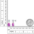 thumbnail image 3 of Gem Stone King 925 Sterling Silver Pink Created Sapphire and White Moissanite Earrings for Women | 8.86 Cttw | Gemstone September Birthstone | Pear Shape 12X8MM, 3 of 4