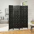 thumbnail image 5 of Roundhill Furniture 4-Panel Room Divider, Decorative Folding Freestanding Privacy Screen, Black, 5 of 7