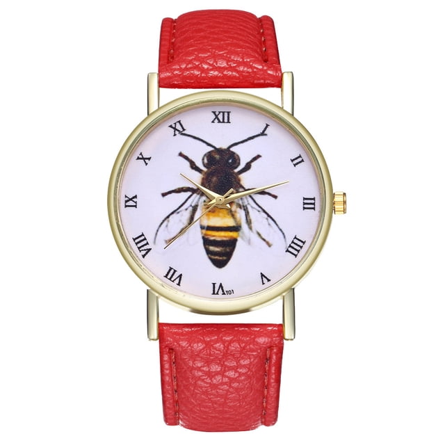 Reloj de cuero de insecto de abeja de la vendimia para mujeres Reloj de hombre Ideas de regalo zhoulianfa Mirar