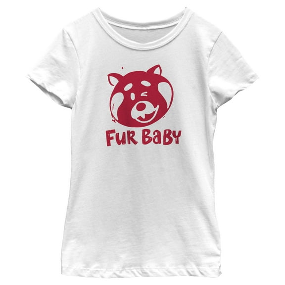 Girl's Turning Red Fur Baby Graphic Tee White Small