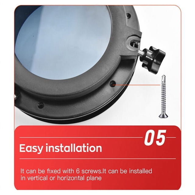 Black Round Portholes Plastic Hatches Port Lights Opening Window 8 Inch 21Cm(21.5Cm) RV Boat SFPP1-01 SFPP2-01