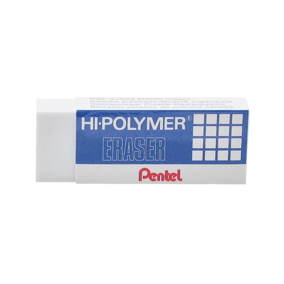 Pentel Hi-Polymer Eraser - Lead Pencil - Block - Non-abrasive, Latex-free - 0.5" Height x 2.6" Width x 1" Depth - 1Each - White