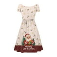 thumbnail image 2 of SCRAWLGOD Santa Claus Dress Women Summer Dresses with Short Sleeves Breathable Short Sleeve Midi Dress Casual Wide Neck Pleat Dresses for Christmas Size XL, 2 of 7
