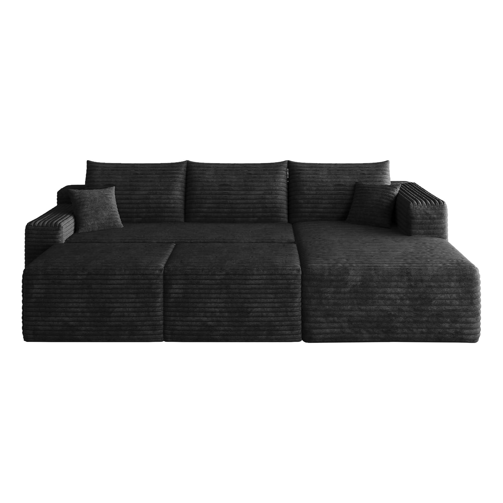 MAYEERTY 95 Inch U‑Shaped Cloud Sectional Sofa with 2 Ottomans, Modern Deep‑Seat Corner Couch, Plush Corduroy Reversible Sofa, No‑Assembly for Living Room Bedroom Apartment