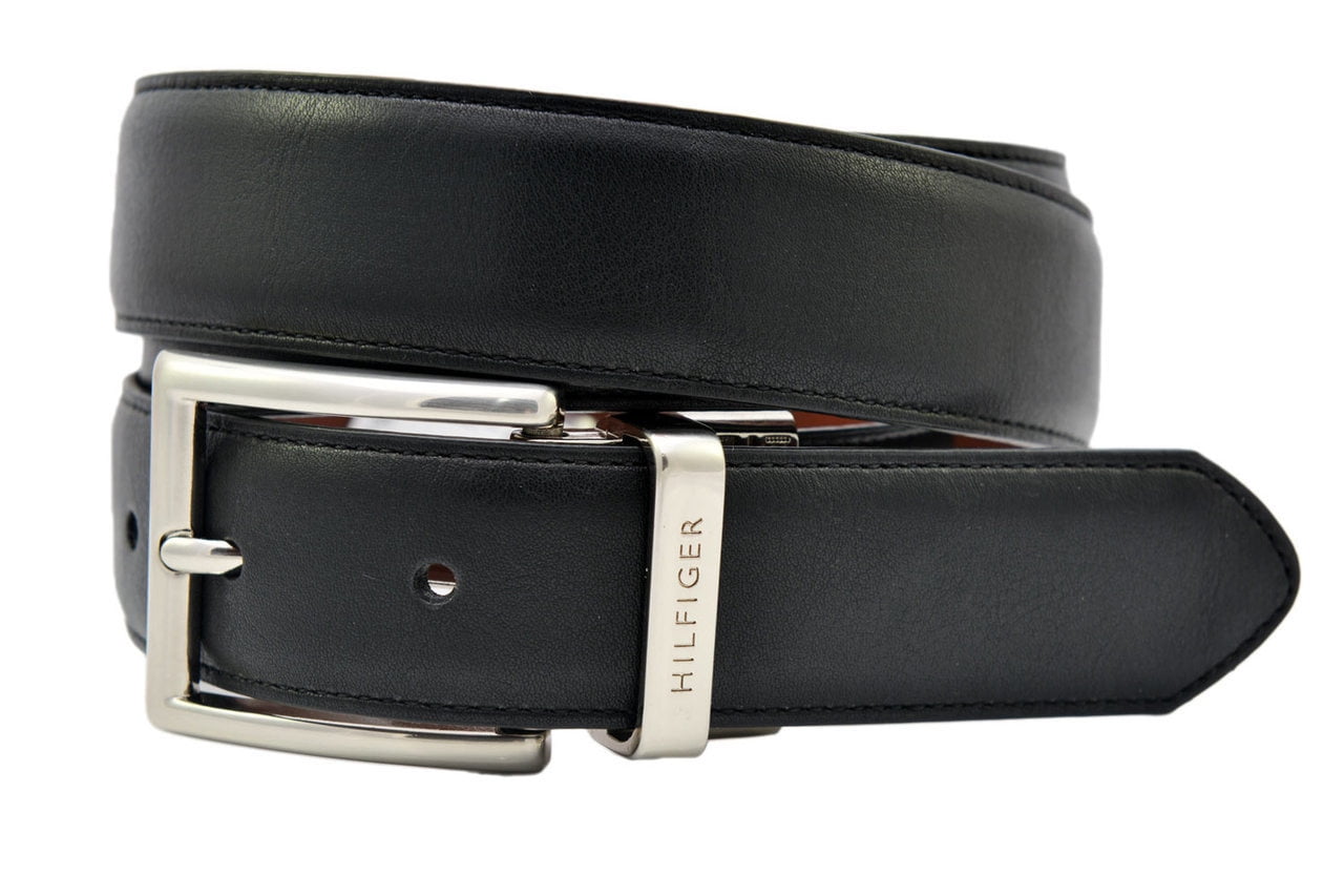 Tommy Hilfiger Mens Dress Reversible Belt with Polished Nickel Buckle