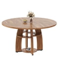 thumbnail image 1 of Space-Saving Modern Round Dining Table for 4-6,Modern Farmhouse Kitchen Table with Storage Shelf,Adjustable Feet,Easy Assembly & Cleaning for Dining Room, Living Room, Apartment, 1 of 7