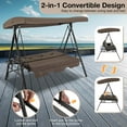 thumbnail image 6 of Costway 3-Seat Patio Porch Swing with Adjustable Canopy Soft Seat Back Cushions Side Tables Brown, 6 of 10