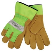 KINCO 1919-M Men's High Visibility Unlined Grain Pigskin Gloves, Safety Cuff, Medium, Green
