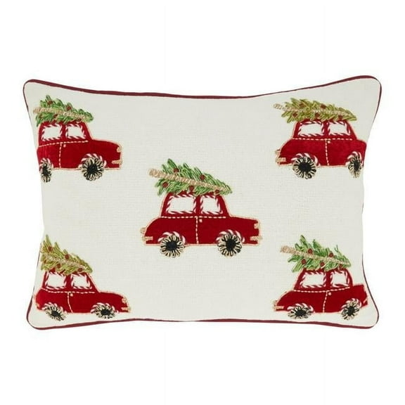 14 x 20 in. Holiday Highways Christmas Cars Oblong Down Filled Throw Pillow, Multi Color