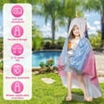 thumbnail image 3 of Dznils Kids Unicorn Flannel Hooded Bath Towel, Soft Absorbent Beach Towel, Pink, 3 of 11