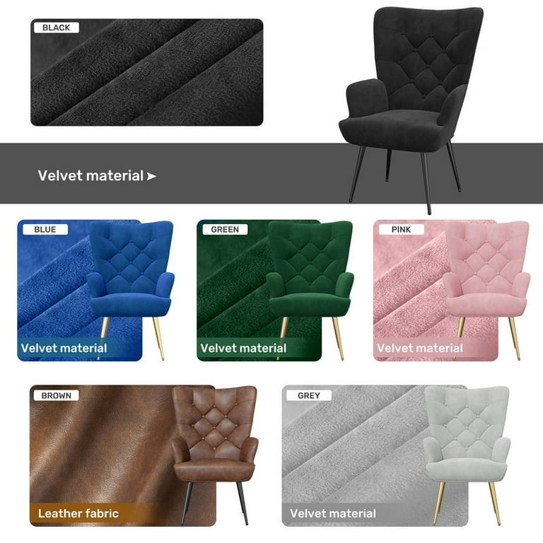 Hawsaiy Wingback Velvet Accent Chair, High Back, Black photo 3