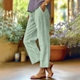 thumbnail image 2 of IDALL Linen Pants Women Wide Leg Pants Woman Women Retro Striped Design Loose Pocket Patchwork Casual Pants Lounge Pants Women Baggy Pants Army Green L, 2 of 5