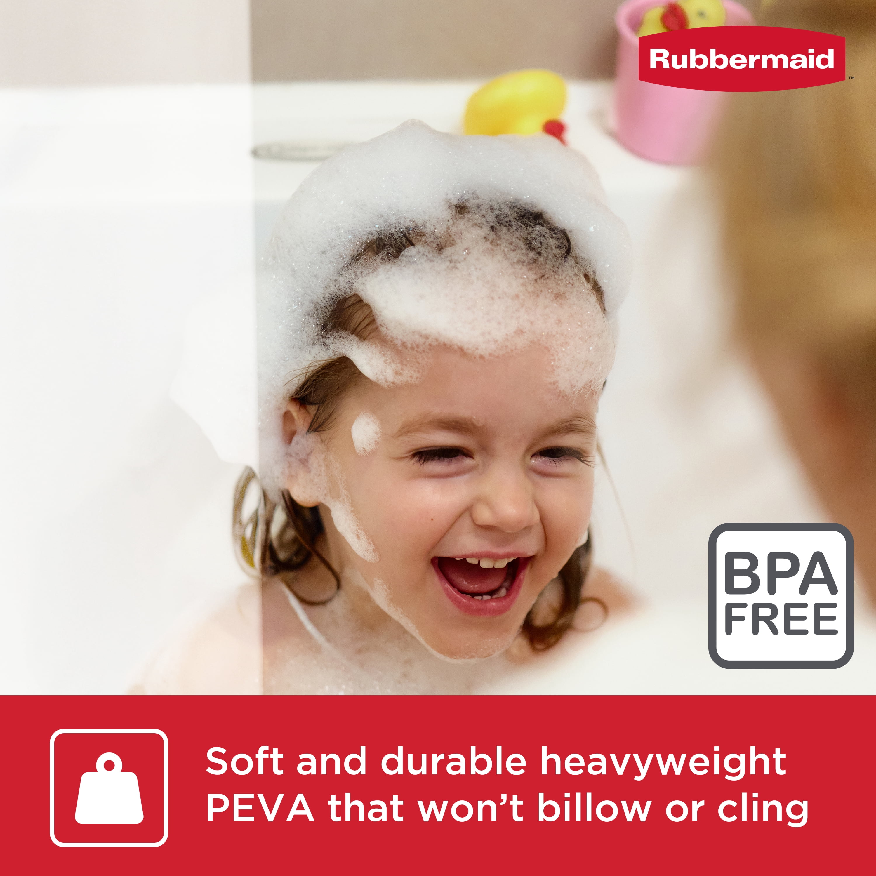 Rubbermaid Frosty Heavyweight Waterproof PEVA Shower Curtain Liner, BPA-Free, 70 x 72 inches