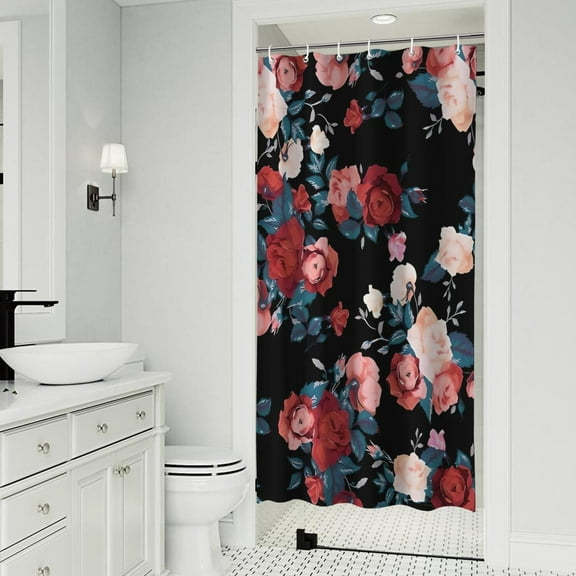 Pioneer Flower Floral Print Pattern Shower Curtain 36"x72" ,Bathroom Decorative Shower Curtains Set with 12 Hooks,Modern Waterproof Washable Shower Curtain